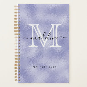 Modern Script Purple Foil Monogram Planner