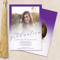 Modern Script Purple Ombre Photo Graduation
