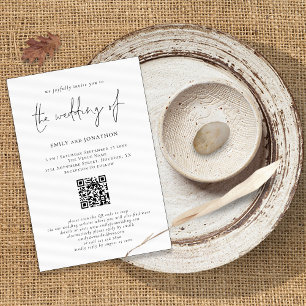 Modern Script QR Code Any Colour Wedding Invitation