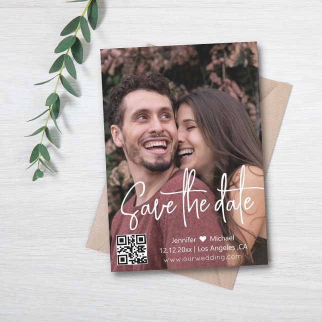 modern script qr code photo  save the date (Creator Uploaded)