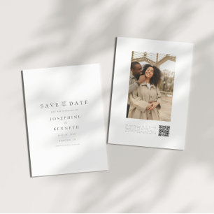 Modern Script QR Code Photo Wedding Save The Date