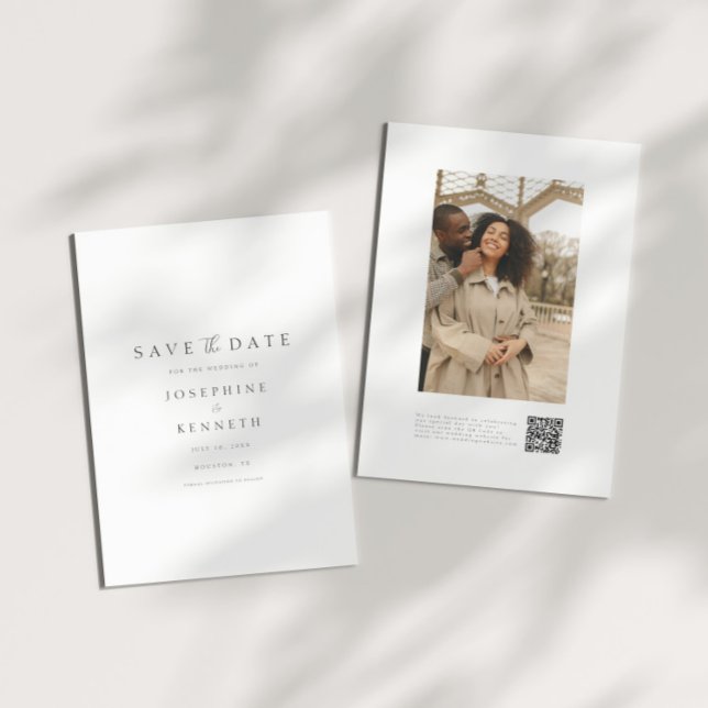 Modern Script QR Code Photo Wedding Save The Date (Creator Uploaded)