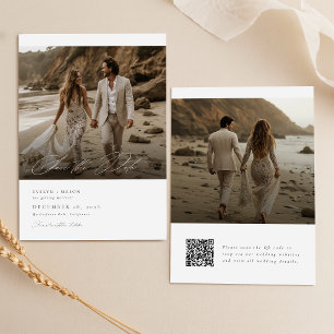 Modern Script QR Code Photo Wedding Save The Date Invitation