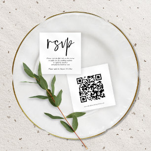 Modern Script QR Code Wedding Any Colour RSVP  Enclosure Card