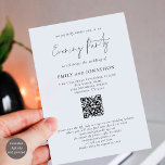 Modern Script QR Code Wedding Evening Party Invitation<br><div class="desc">Modern Script QR Code Wedding Evening Party. Available digitally and printed. Add your QR code to your wedding website so your guests can RSVP and see all the details online without the need for separate enclosures. An informal set typography in black for Evening Party complementing the rest of the text...</div>