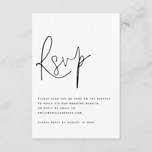Modern Script QR Code Wedding RSVP Invitation (Front)