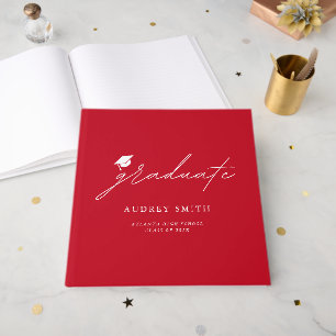 Modern Script Red Graduation Party Napkins Guest Book