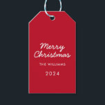 Modern Script Red Merry Christmas Custom Gift Tags<br><div class="desc">Modern Script Red Merry Christmas Custom Gift Tags</div>