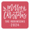 Modern Script Red Merry Christmas Family Name