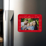 Modern Script Red Valentine's Day Photo Magnet<br><div class="desc">Modern Valentine's day magnet featuring "Happy Valentine's Day" in a trendy white script with hand-drawn hearts along the sides of the design on a red background. Your horizontal photo is displayed near the middle of the design. Personalise the Valentine's Day photo magnet by adding your name and the year in...</div>