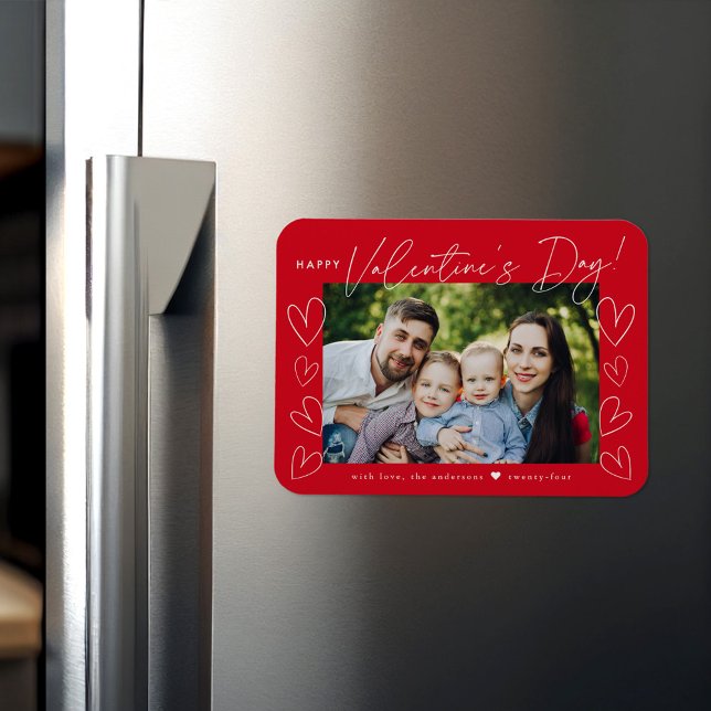 Modern Script Red Valentine's Day Photo Magnet (Creator Uploaded)
