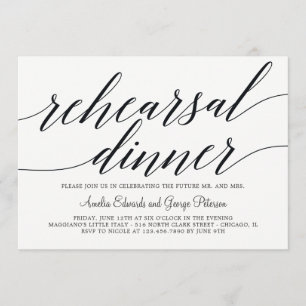 Modern Script Rehearsal Dinner Invitation