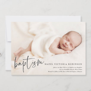 Modern Script Religious Baptism & Christening Invi Invitation