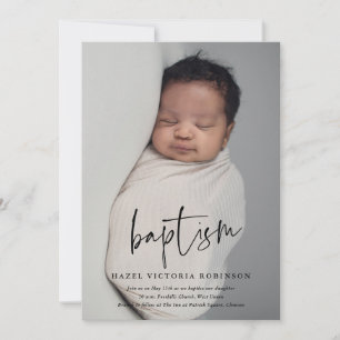 Modern Script Religious Baptism & Christening Invitation