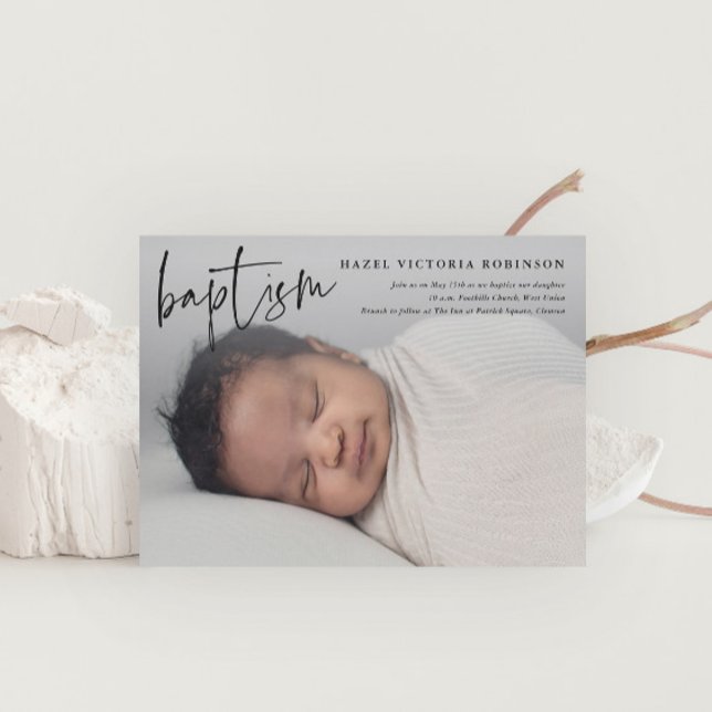 Modern Script Religious Baptism & Christening Invitation (Creator Uploaded)