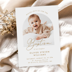 Modern Script Religious Baptism & Christening Invitation