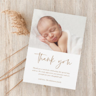Modern Script Religious Baptism & Christening Thank You Card