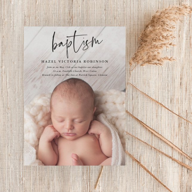 Modern Script Religious Baptism Invitation (Creator Uploaded)