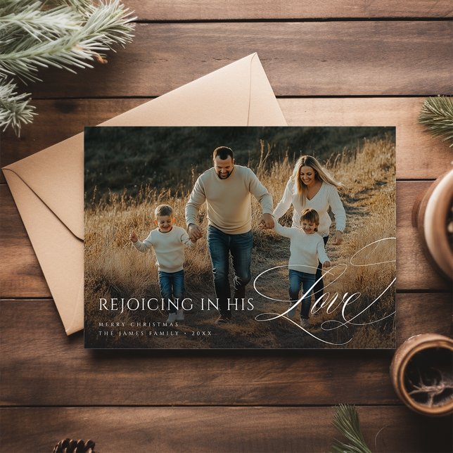 Modern Script Religious Christian Photo Christmas Holiday Card (Creator Uploaded)