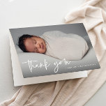 Modern Script Religious Photo Baptism  Thank You Card<br><div class="desc">This Modern Script Baby Photo Baptism thank you card features a beautiful full bleed horizontal photo and hand lettered thank you script and minimal editable text. Click the edit button to customise this design.</div>