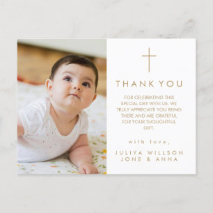 Modern Script Religious Photo Baptism Thank You   Postcard