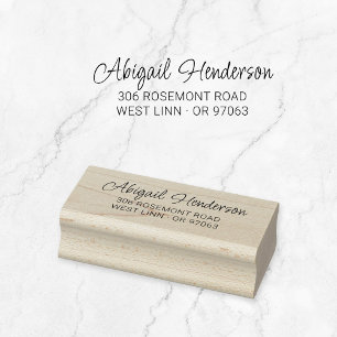 Modern Script Return Address 10a   Wooden Rubber Stamp