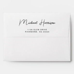 Modern Script Return Address White Envelope