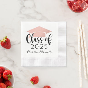 Modern Script Rose Gold 2024 Custom Graduation Napkin