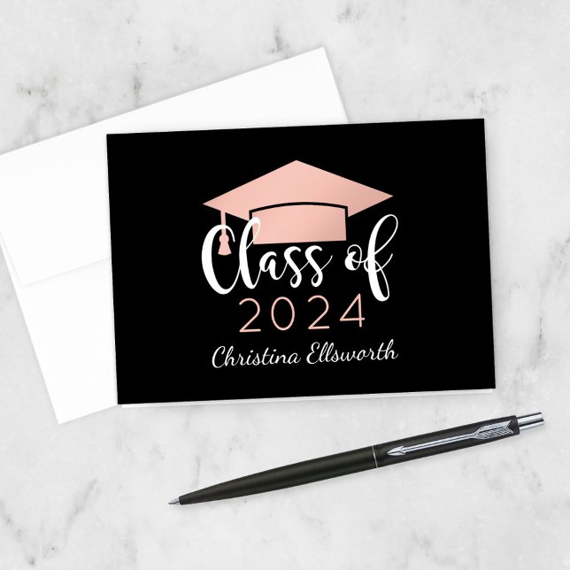 Modern Script Rose Gold 2026 Custom Graduation Thank You Card (Creator Uploaded)