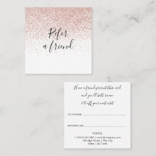 Modern Script Rose Gold Glitter Customer Referral Card