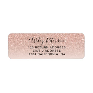 Modern script rose gold glitter ombre blush pink