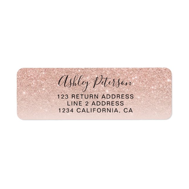 Modern script rose gold glitter ombre blush pink (Front)