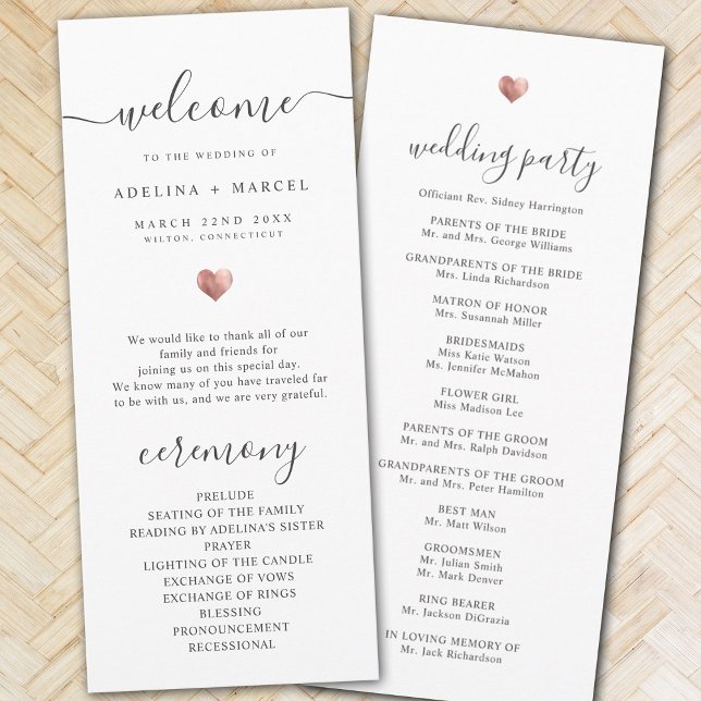 Modern Script Rose Gold Welcome Wedding Program Programme (Creator Uploaded)