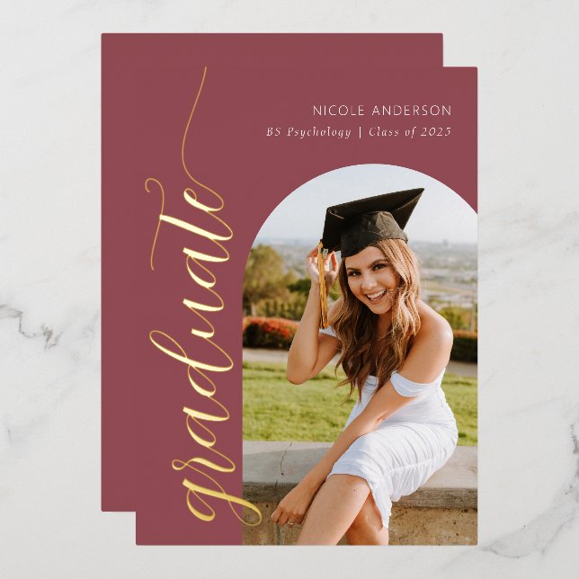 Modern Script Rose Pink Graduation Arch Photo (Front/Back)