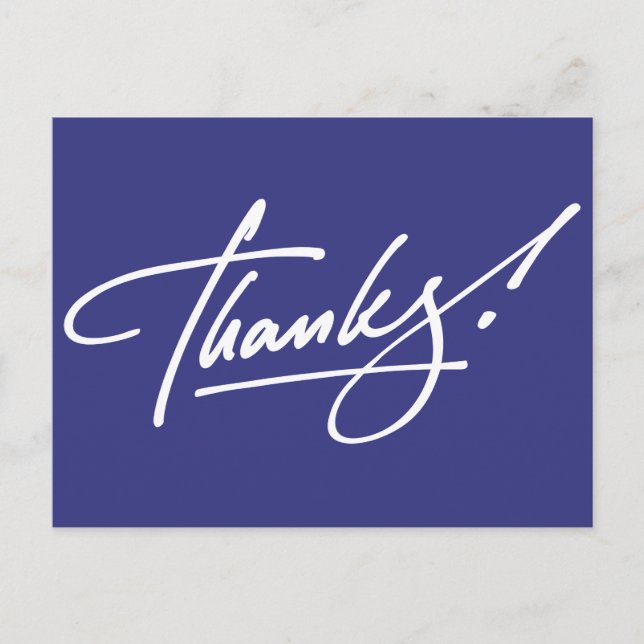 Modern Script Royal Blue Thank You Card (Front)