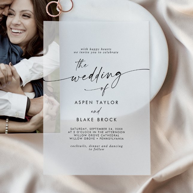 Modern Script Rustic Boho Elegant Minimal Wedding Vellum Invitations (Modern Script Rustic Boho Elegant Minimal Wedding Vellum Invitations)