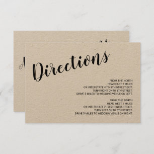 Modern Script Rustic Kraft Paper Wedding Details Invitation