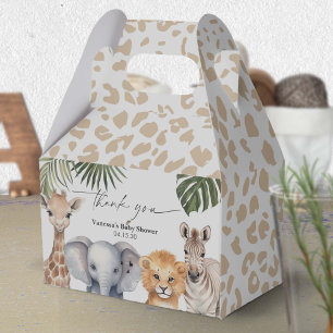 Modern Script Safari Animals Baby Boy Shower Favour Box