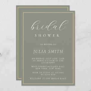 Modern Script Sage Green Bridal Shower Invitation