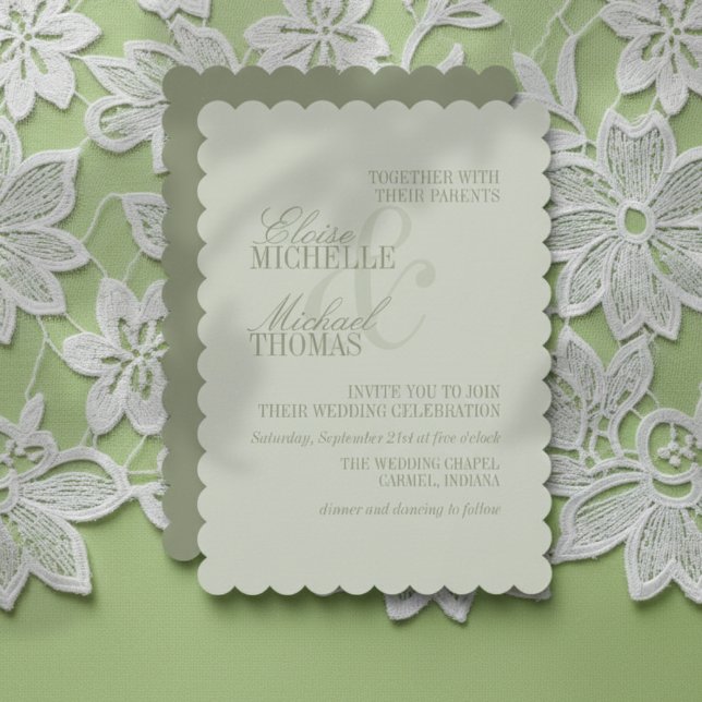 Modern Script Sage Green Formal Wedding Invitation (Invite guest to your big day with this Modern Script Sage Green Formal Wedding Invitation! )