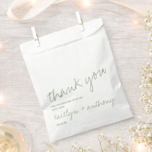 Modern Script Sage Green Minimalistic Wedding Favour Bags