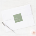 Modern Script Sage Green Minimalistic Wedding Square Sticker<br><div class="desc">Celebrate in style with these modern and very trendy wedding stickers. This design is easy to personalise with your special event wording and your guests will be thrilled when they receive these fabulous stickers. Matching items can be found in the collection.</div>