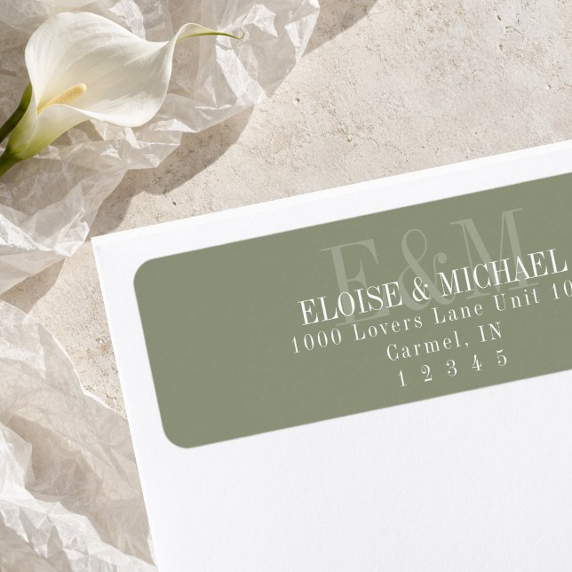 Modern Script Sage Green Monogram Wedding (Modern Script Sage Green Monogram Wedding Label)