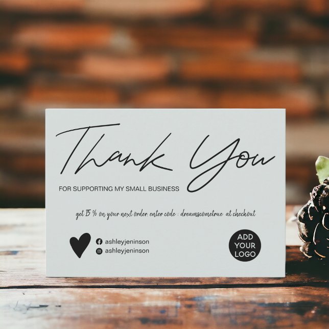 Modern script sage green order thank you card (Modern script sage green order thank you)