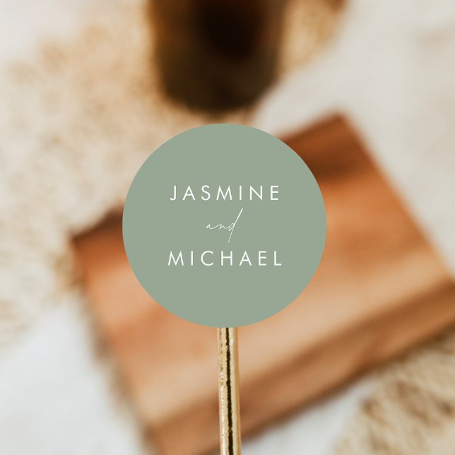 Modern Script Sage Green Wedding Envelope Seals (Creator Uploaded)