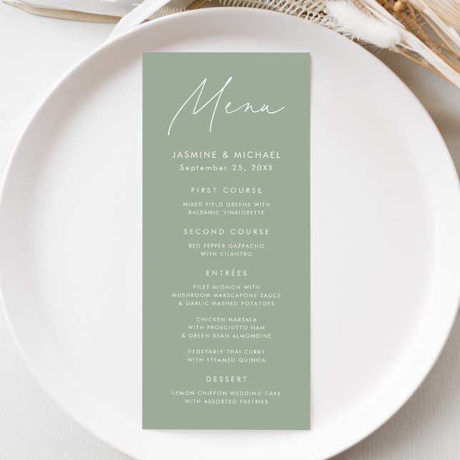 Modern Script Sage Green Wedding Menu (Creator Uploaded)