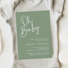 Modern Script Sage Oh Baby Simple Baby Shower