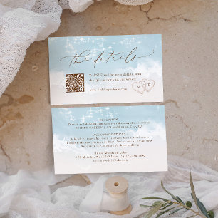Modern Script Sand Hearts Beach Wedding Details Place Card