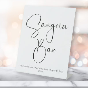 Modern Script Sangria Bar Bridal Shower Pedestal Sign