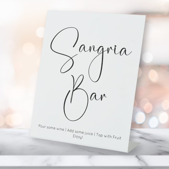 Modern Script Sangria Bar Bridal Shower Pedestal Sign (Creator Uploaded)